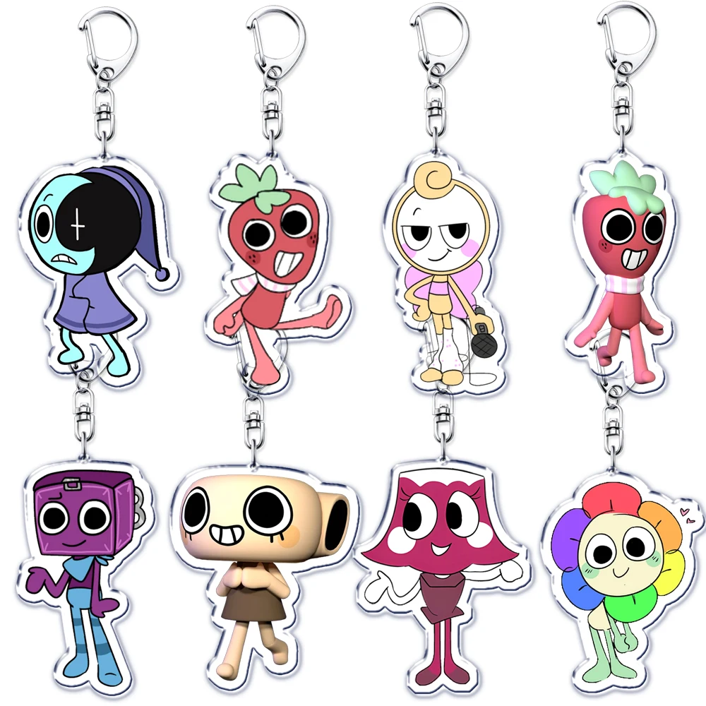 Cute Horror Game Keychains for Accessories Bag Shrimpo Gigi Connie Artro Sprout Dandy Vee Shelly Pebble Keyrings Jewelry Gifts