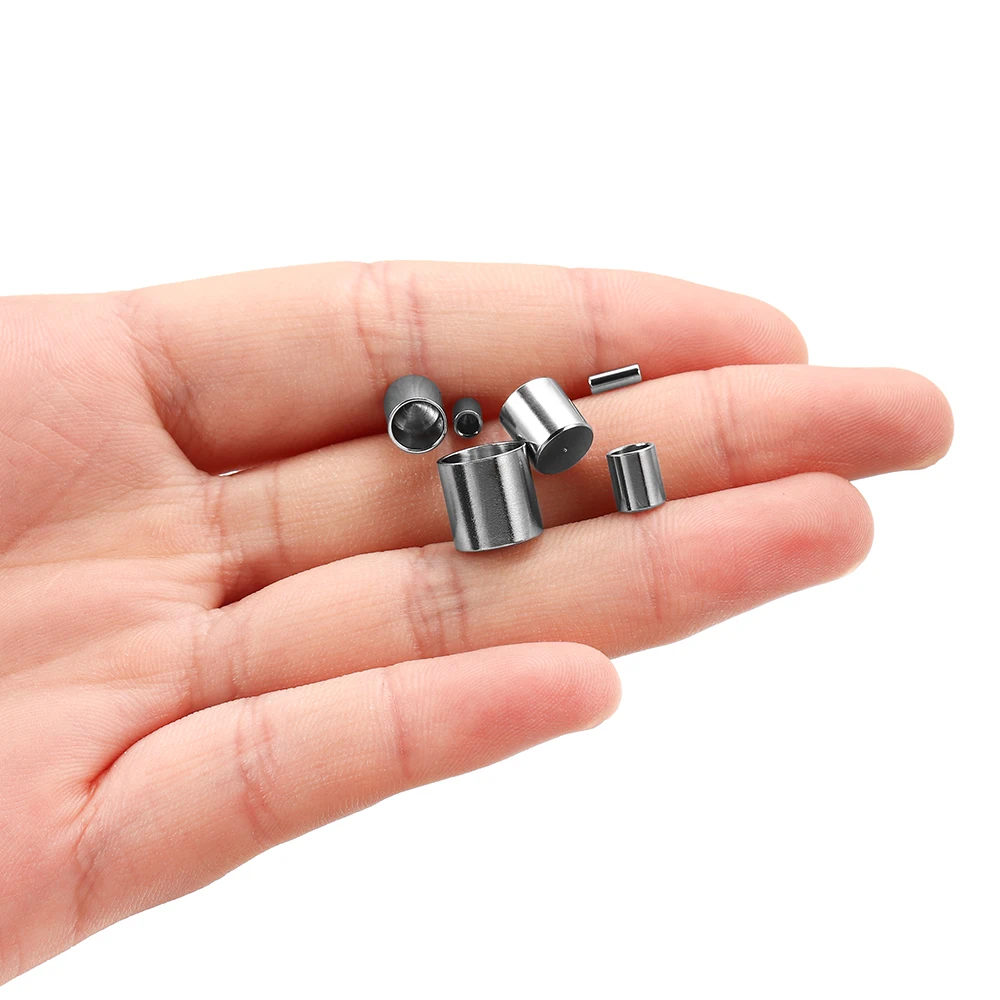 20-30pcs/lot Stainless Steel 1.2-10mm Tassel End Tip Cap Leather Cord End Crimp Caps Beads For DIY Jewelry Making Accessories