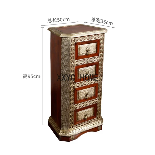 Wood Four-Bucket Cabinet Small Extremely Narrow Bedside Cabinet Narrow Edge Sandwich Small Chest of Drawers