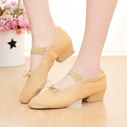 USHINE Low-heeled Canvas Teacher Practice Soft Ballroom Dance Shoes Salsa Tango Ballet Dance Shoes Children Girls Women