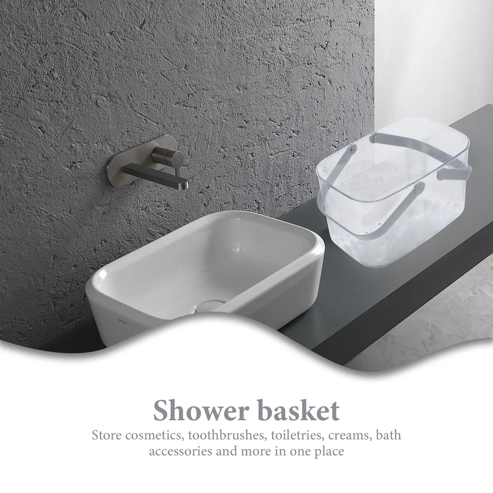 

Transparent Plastic Bath Basket Shower Storage Basket For Bathroom Organization And Sundries