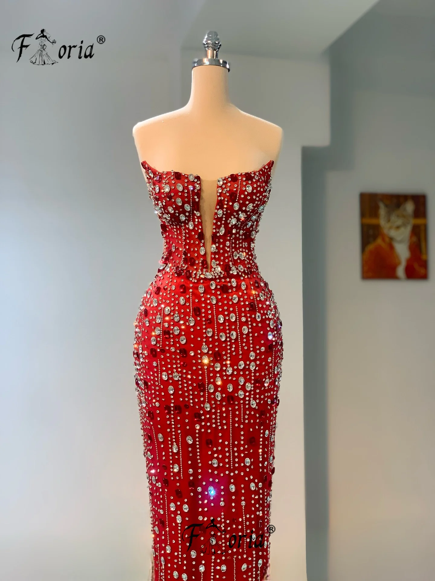 

Gorgeous Fully Crystals Red Evening Heavy Beads Floor Length Celebrity Gala Party Dress robe de soirée 2025 Customized Prom Gown