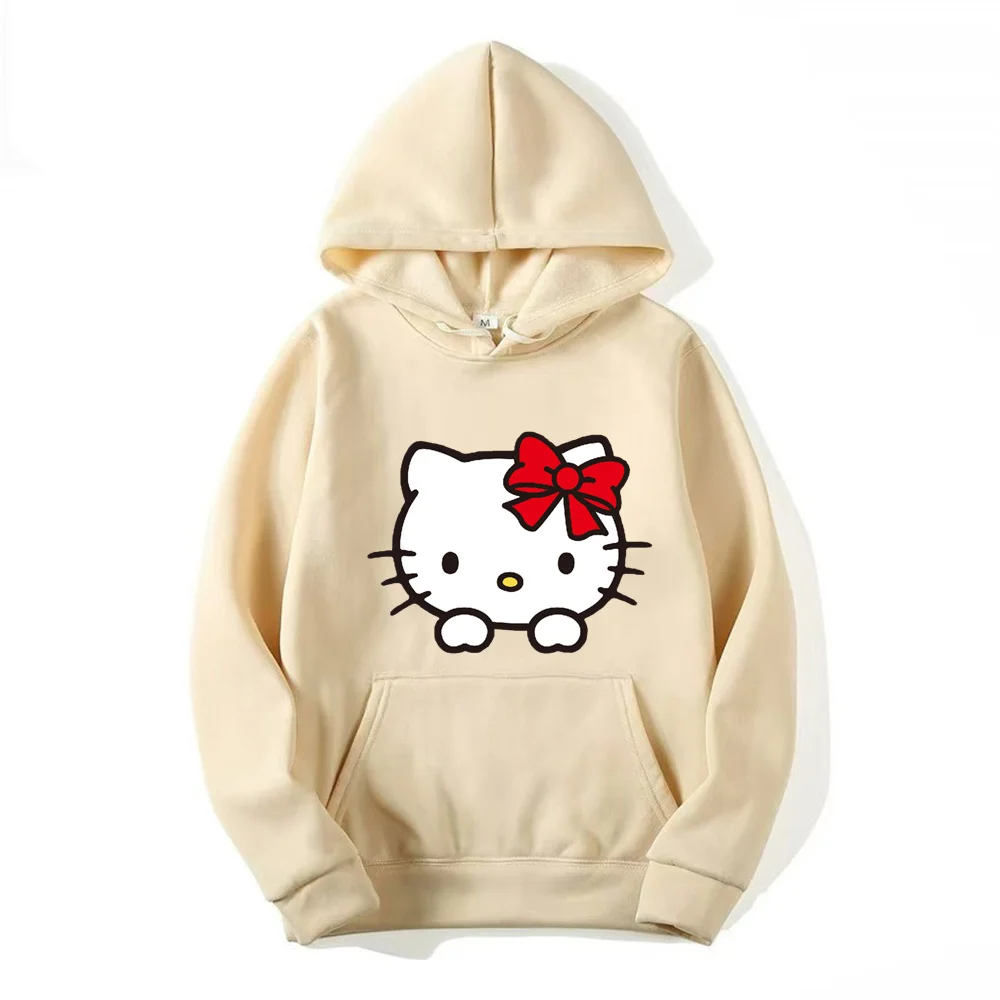 Mulheres Hello Kitty Cartoon Hoodies, Harajuku, Camisola Anime Bonito, Streetwear Manga, Feminino Hoody, Unisex, Anos 90, Inverno, Novo