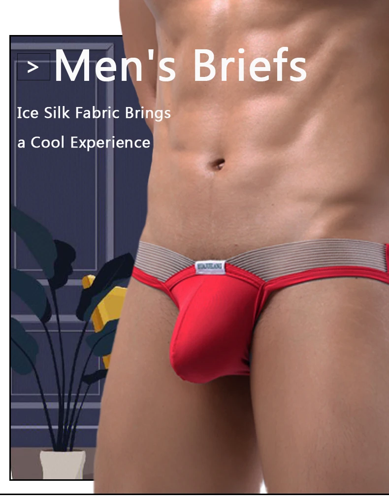 

3-piece Set Men's Panties Solid Color Ice Silk Underpants Bulge Pouch Underwear Men's Swimming Trunks Briefs Low Rise Briefs