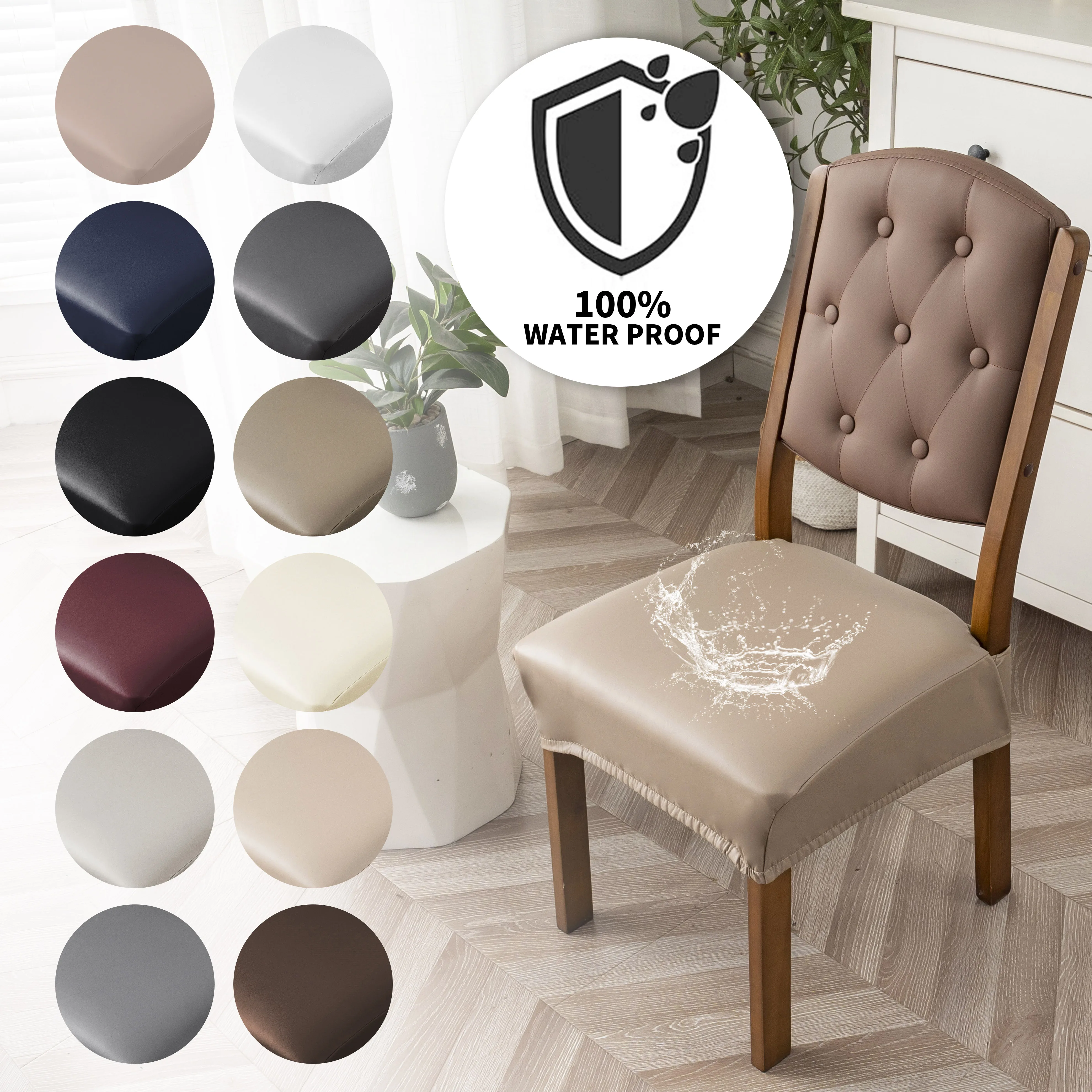 

Pu Chair Cover 100% Waterproof Oil Resistant Dust-proof And Slip Resistant Apply To Dining Room Living Room