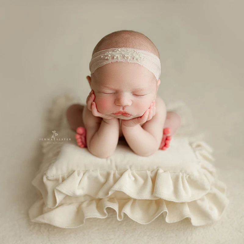 pasgeboren fotografie rekwisieten effen bubble gewatteerde ruches poseren matras ruches, kussen en 4 stuks sterren set voor fotoshoot