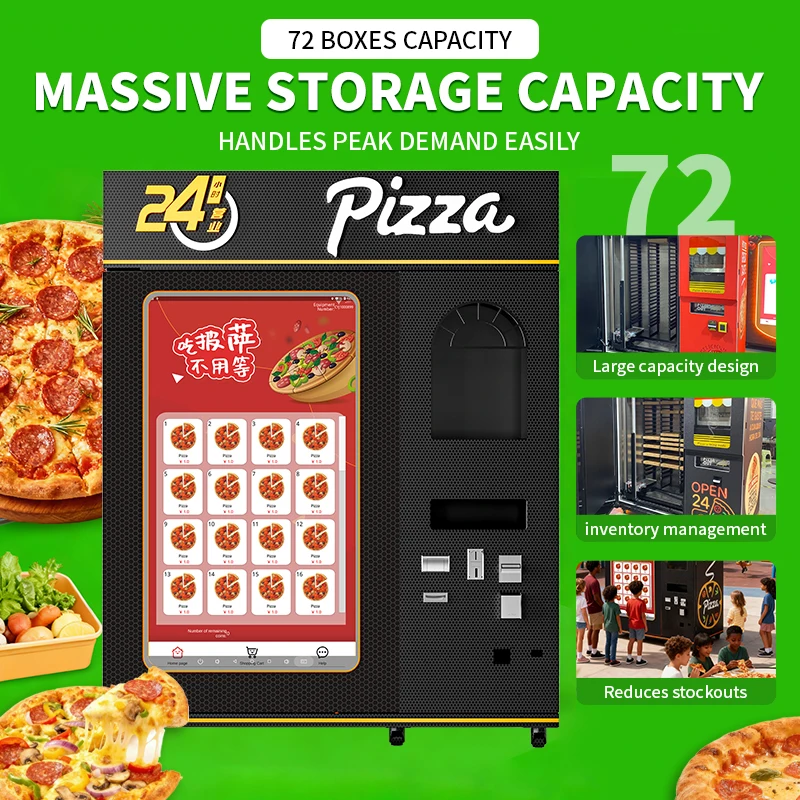 All One Hot Pizza Vending Fully Automatic Frozen Pizza Vending Machine SDK 72PCS Capacity Touchscreen Bus Stations