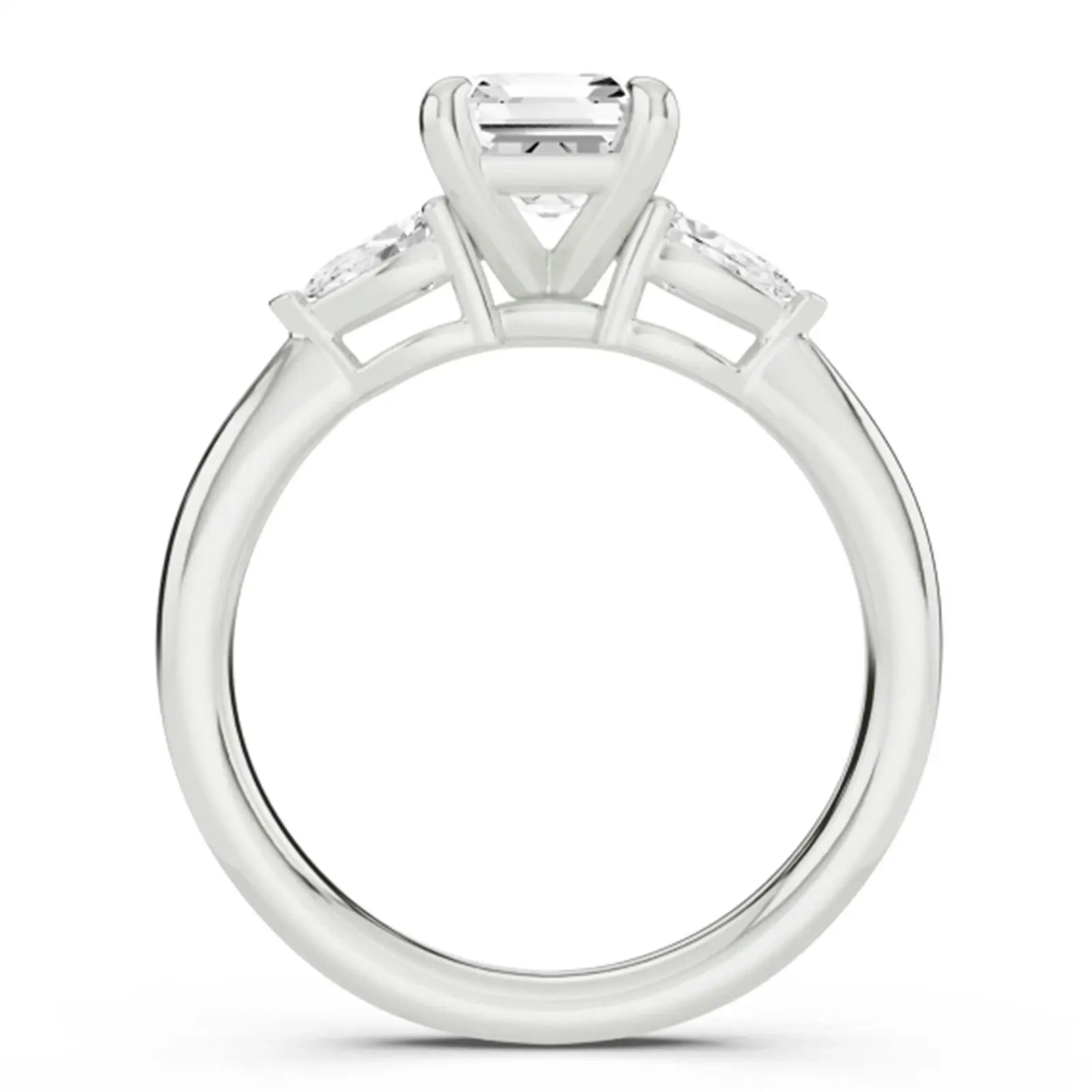 Eleganter Drei-Stein-IGI-1,50-Karat-Asscher-Schliff Laborgezüchteter Diamant-Verlobungs- und Ehering aus Platin 950 EF VS-VVS Jubiläumsgeschenk – Detail 6
