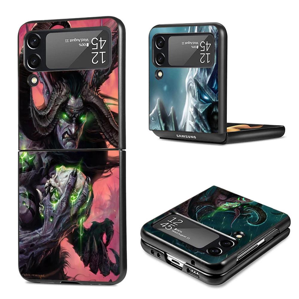 W-World Of W-Warcraft W-Wow Hard Black Cover for Samsung Galaxy Z Flip 4 3 5 5G Phone Case Flip4 Flip3 Flip5 Pattern Luxury Shoc