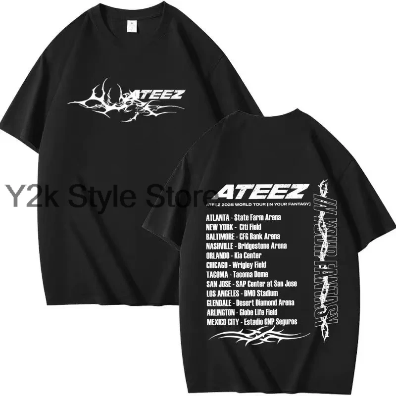 

Ateez album 2025 The World tour 100%Cotton In Your Fantasy Fan support Print T-shirt Women Men Clothes Y2K Short Sleeve Tee Tops