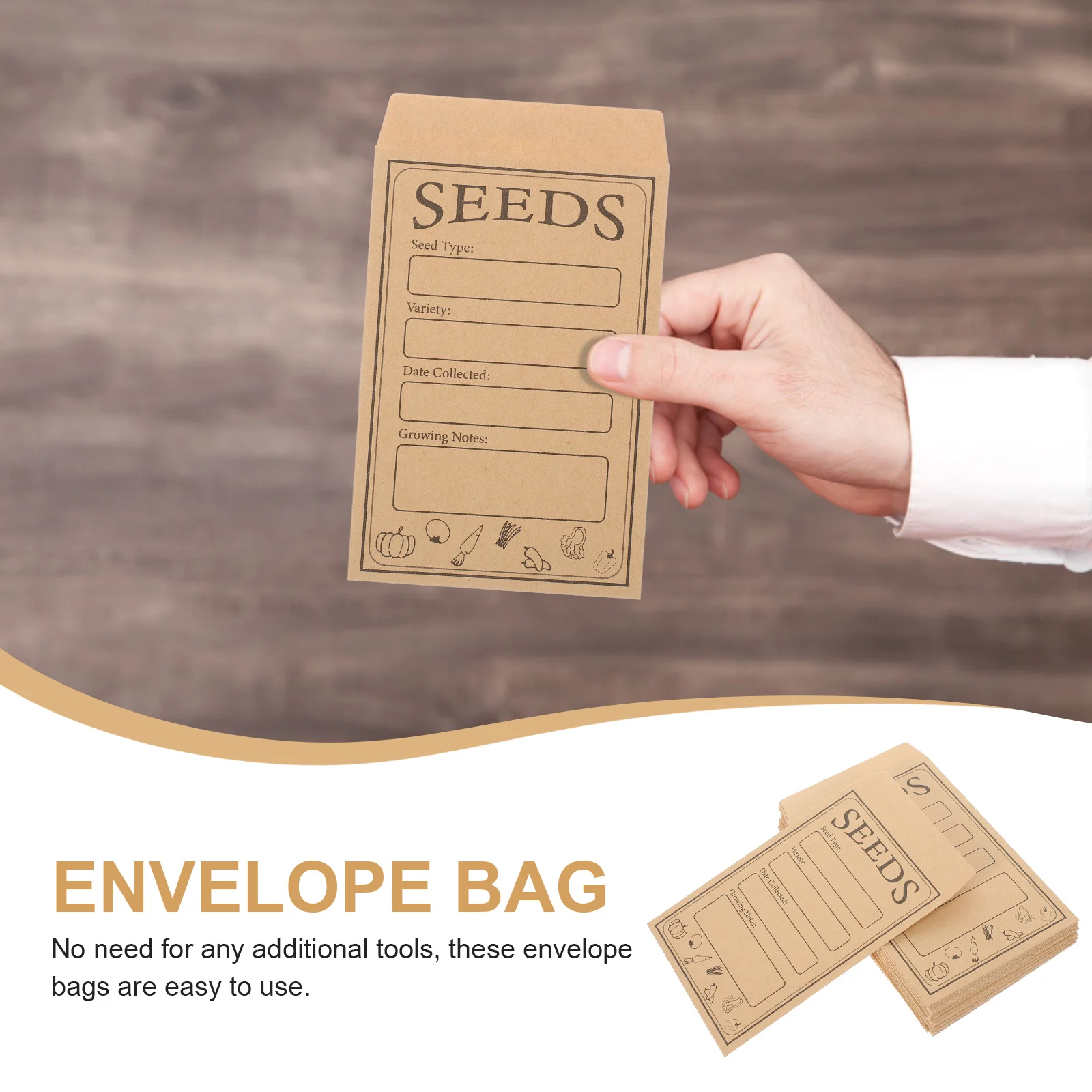 

50 шт. конверты для семян, бумажные пакеты, самозапечатывающиеся, компактные, легкие, безопасные для хранения, материал, подходящие для мелких предметов, садовые принадлежности