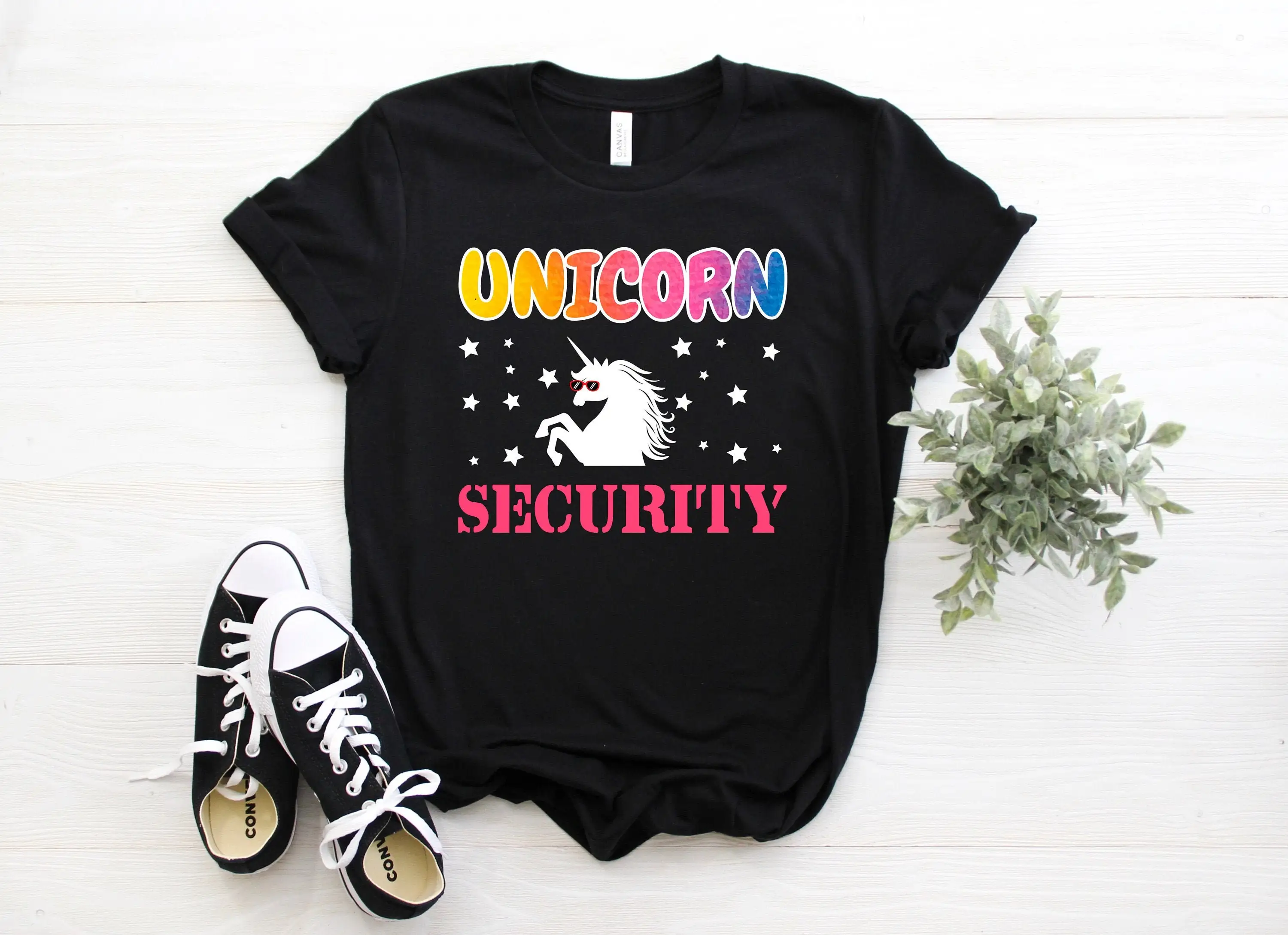 Funny Unicorn Security T Shirt Unicorns Rules Cool Rainbow Crop Retro Muscular Awesome S Party Present