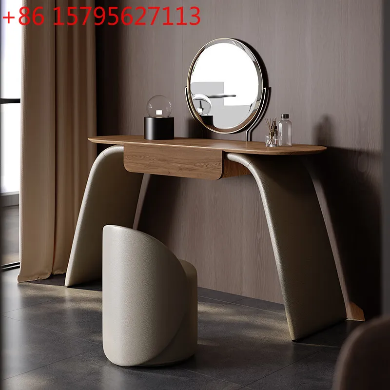 

Italian minimalist solid wood dresser master bedroom simple mirror makeup table integrated combination