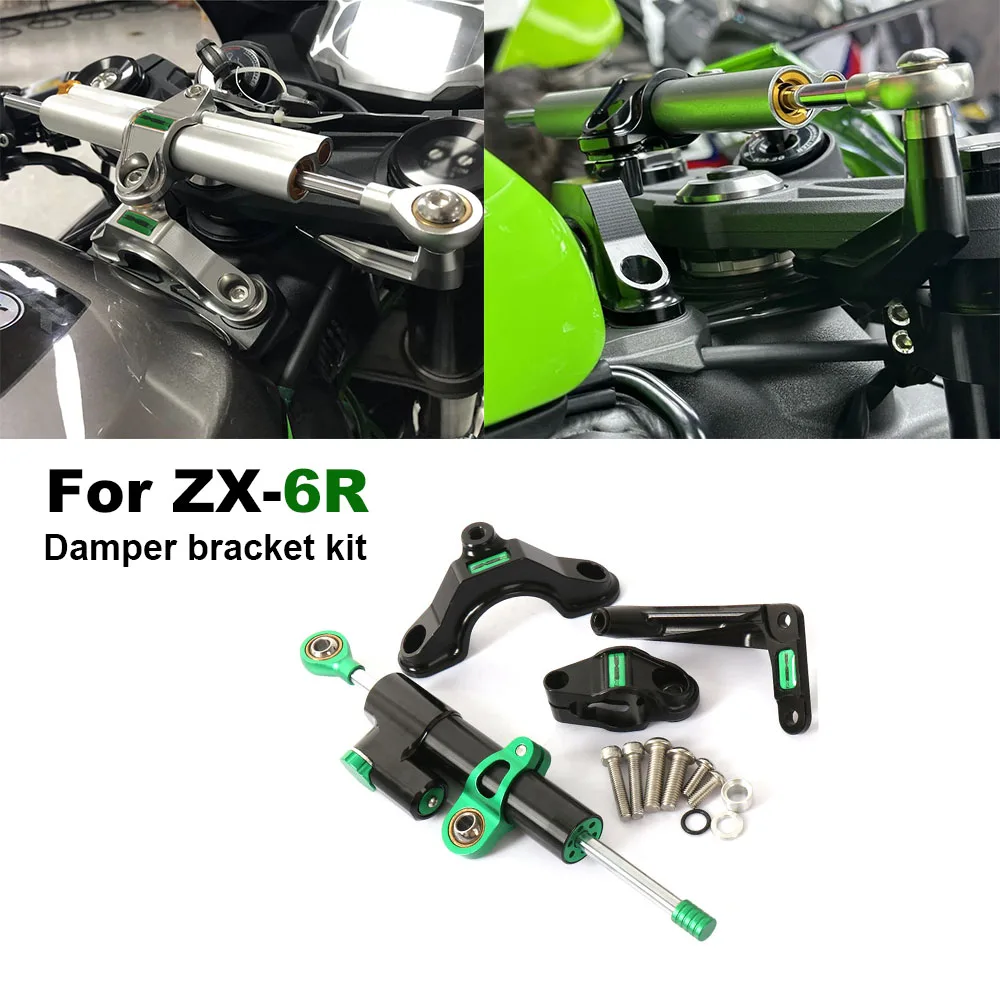  ZX 6R NEW Motorcycle Accessories Steering Damper Stabilizer & Bracket Mount Kit For Kawasaki ZX-6R ZX 6 R ZX6R 2024