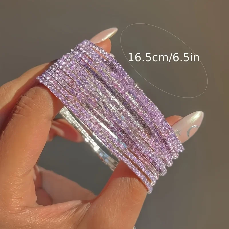 5-piece Bohemian Luxe Style Stackable Bracelets - Colorful Rhinestone Inlay - Alloy Jewelry for Women - Sexy Party Accessory