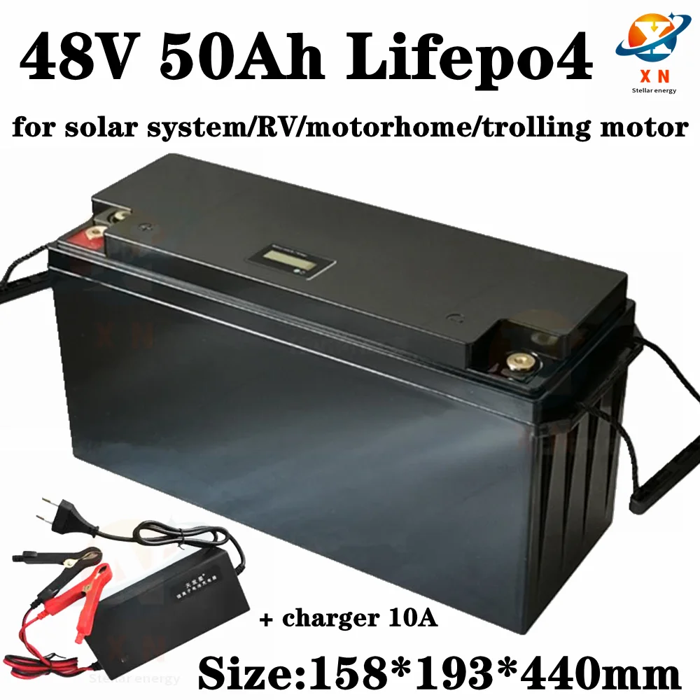 Batterie au lithium étanche Lifepo4, BMS 16S, 48V, 50Ah, pour moteur de pêche à la traîne, montres de stockage solaire, camping-