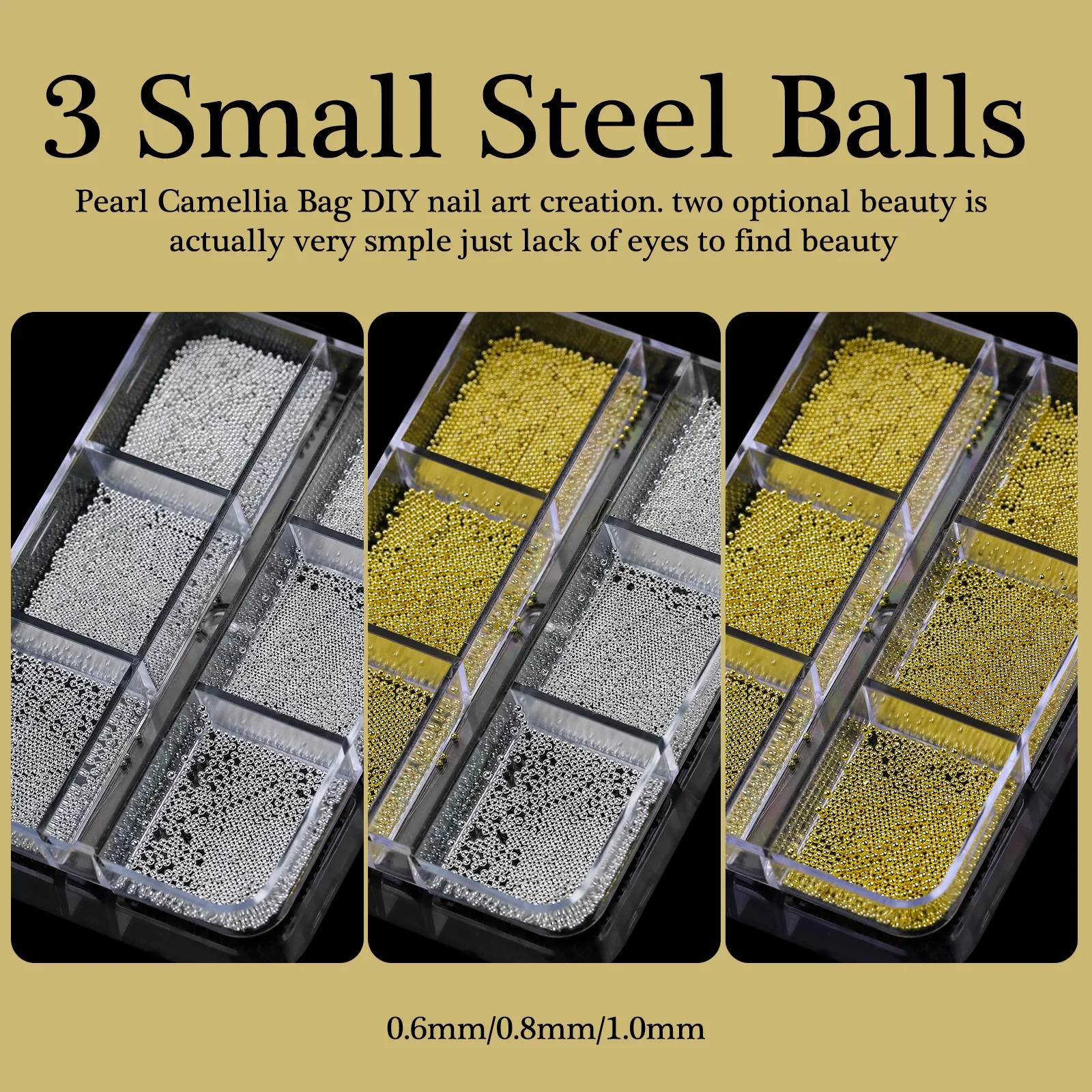6 griglie mini caviale perline decorazioni per nail art metallo oro/argento micro sfera pendenti per unghie penna magnetica sfera gioielli per nail art fai da te