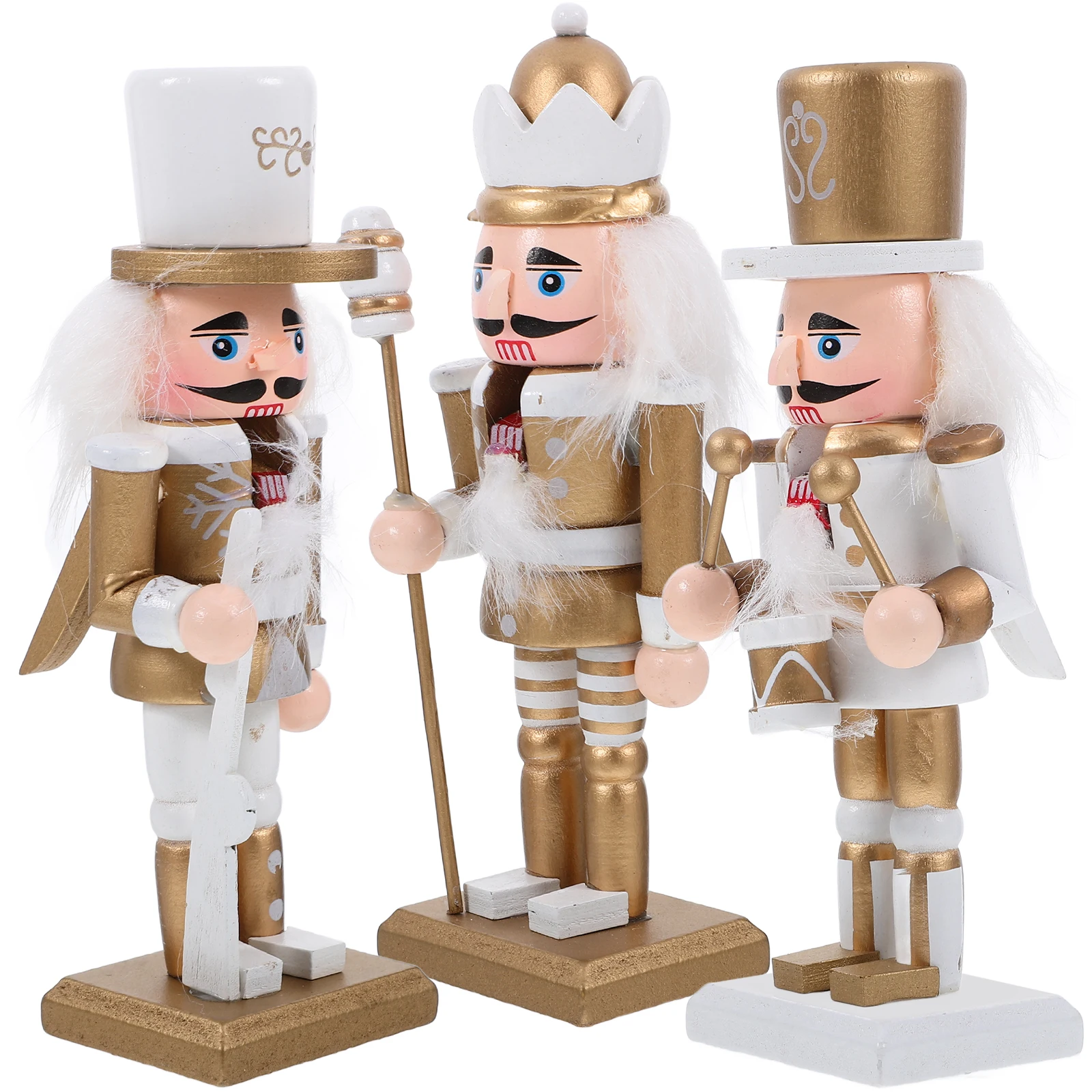 

3 Pcs Nutcracker Ornament Decor Collection Decoration Desktop Small Figures The Banner Child