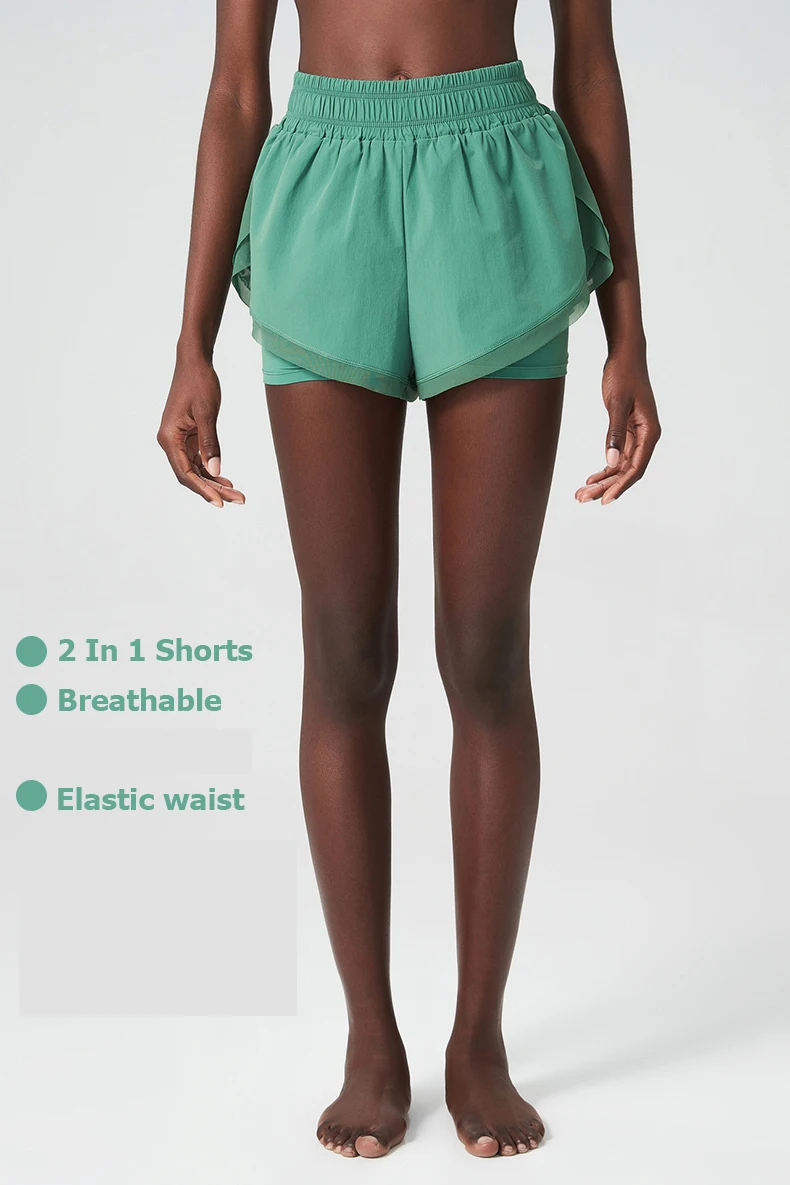 Frauen Zwei Stücke Fitness Yoga Set Sommer Einfarbig Kurze Sportswear Atmungsaktiv Schnell Trocknend Laufen Outdoor Anzug Turnhalle Kleidung – Detail 6