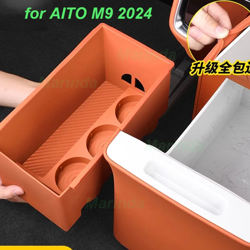 

Car Rear Refrigerator Storage Pad for AITO M9 2024 Rear Fixed Lattice Non-slip Non-slip Holder Container Interior Accessories