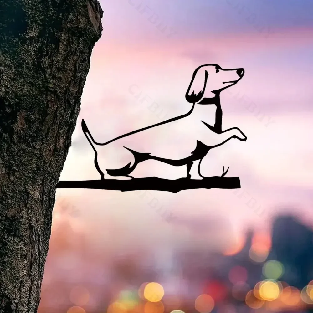 الطيور المعدنية/الكلاب/التنين/الجنوف على فرع، صورة ظلية فولاذية معدنية شجرة الطيور الفن حديقة الفناء الخلفي ديكور خارجي