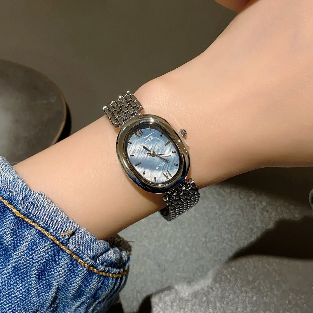 

Women Oval Dial Stainless Steel Belt Quartz Watch Classic Brand Ladies Wristwatches Luxury Clock Gifts Reloj Mujer