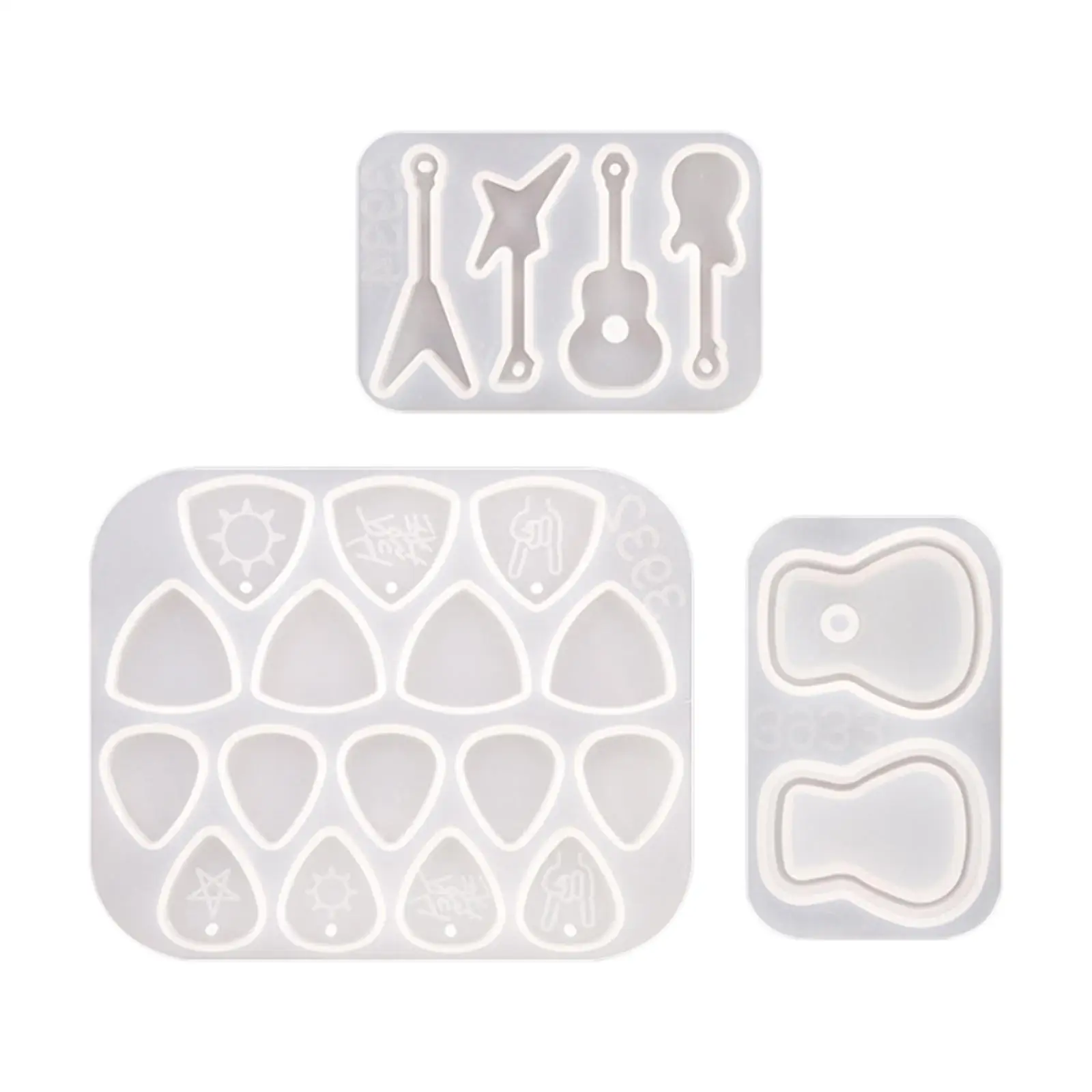 3Pcs/Set Guitar Picks Mold Epoxy Resin Mold Resin Casting Silicone Guitar Pick Storage Box Mould Triangle Plectrum Mould