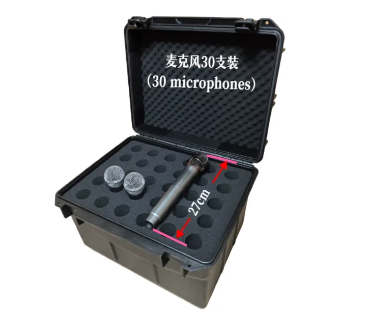 Portable Waterproof Microphone Case, Holds 12/16/20 Mics, Durable Plastic for Gig & Tour