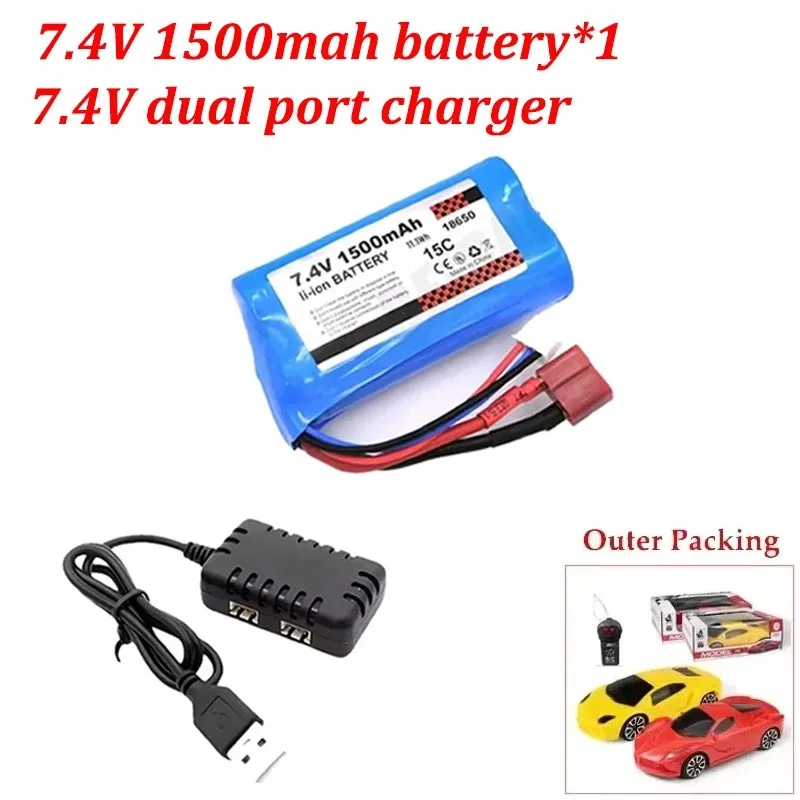 7.4V 1500mAh Li-ion batterij voor SCY-16201PRO SCY-16101PRO SCY-16102PRO SCY-16103PRO 1/16 RC auto onderdelen 15C 18650