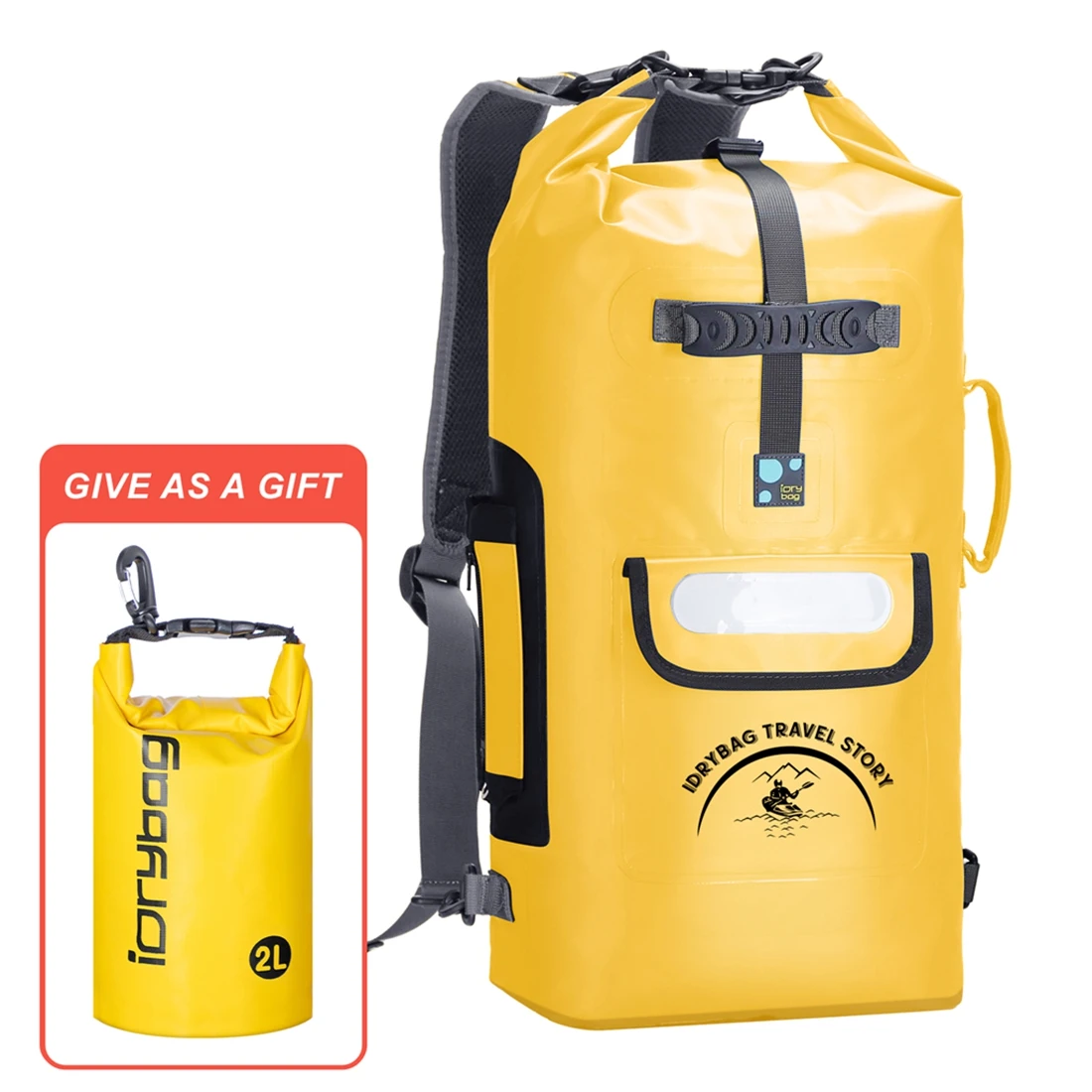 حقيبة Idrybag المقاومة للماء للنساء والرجال حقيبة ظهر جافة للرياضة والتجديف على الشاطئ والقوارب وحقيبة جافة وحقيبة ظهر مقاومة للماء