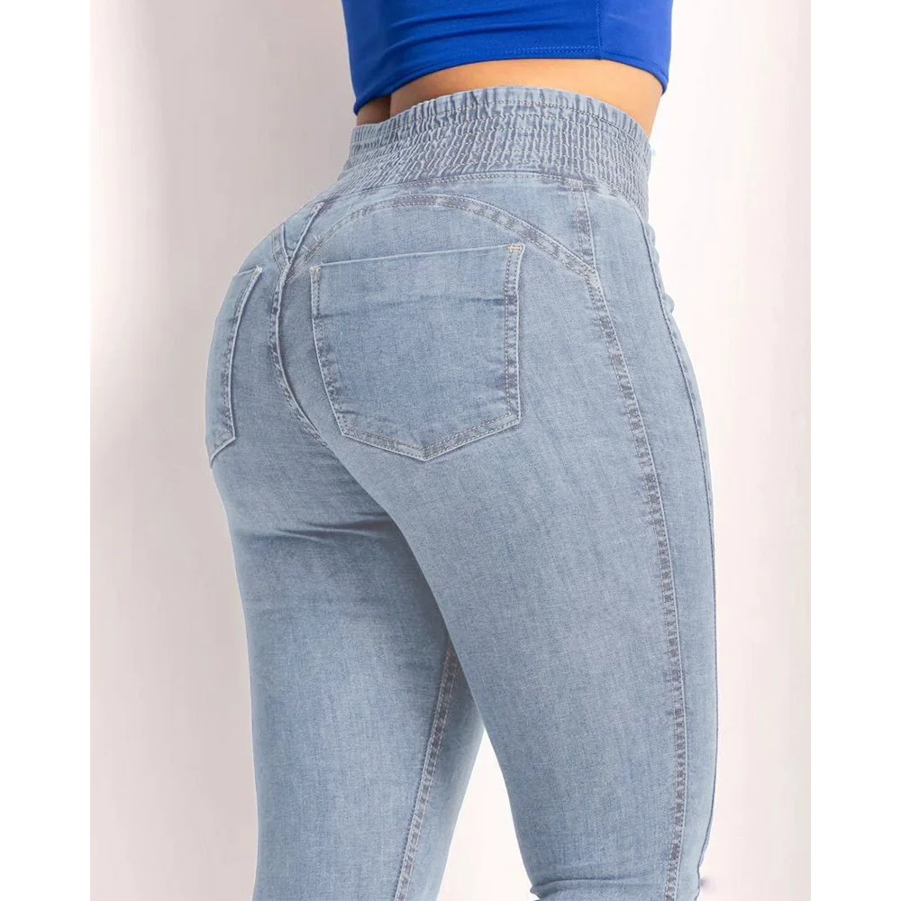 High Waist Jeans Women\'s Summer Thin Skinny Pants New Stretch Slim Fit Pencil Pants Slimming Cropped Pants