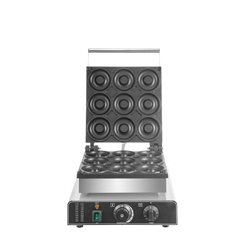 Automatic 9 Holes Commercial Doughnut Waffle Maker Non-stick Mini Donut Making Machine Fast Food Equipment Kitchen Appliance