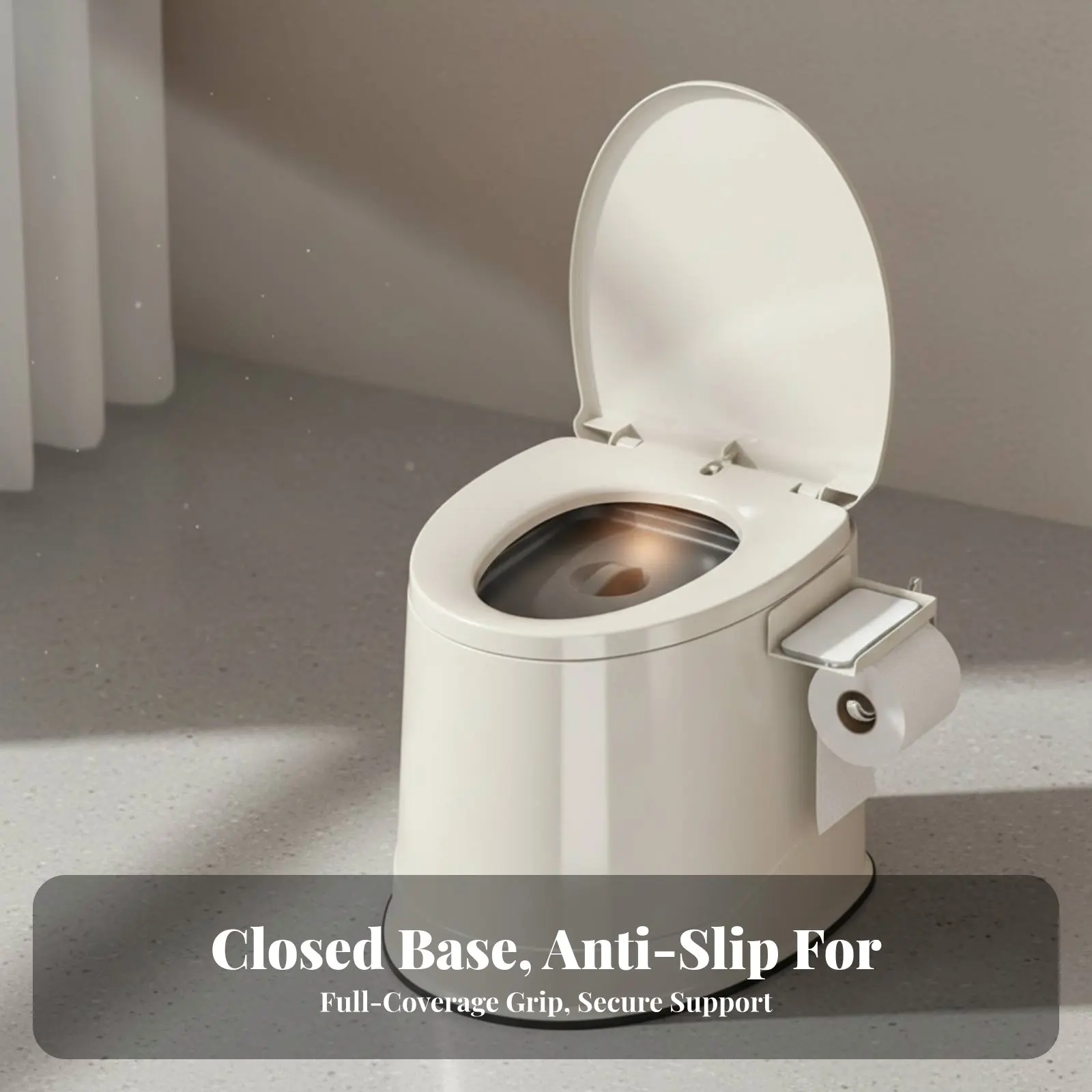 

Bedside Commode with Container Supportive Armrests Portable Toilet Sturdy Construction Easy to Clean for Elderly, Bathroom