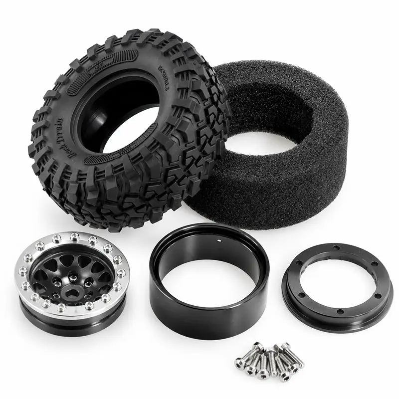 YSUN-1.3 Inch RC Beadlock Wheel & Tire Set RC Crawler Upgrade Parts For MJX H18P 1/18 For Ford Bronco RC Off-Road Truck Red view 4