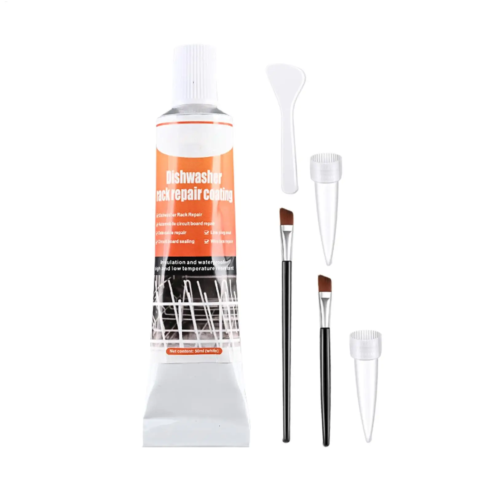 Dishwasher Rack Repair Kit 50ml Coating Long-Lasting Gel with 2 Brushes Dishwasher Rack Repair Adhesive for Kitchen Home Ovens
