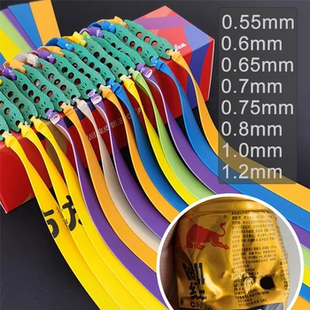 야외 스포츠 6pcs 0.55-1.2mm 고무 밴드 강력한 사냥 액세서리 Slingshot 투석기 고무 밴드에 대 한 플랫 탄성 밴드