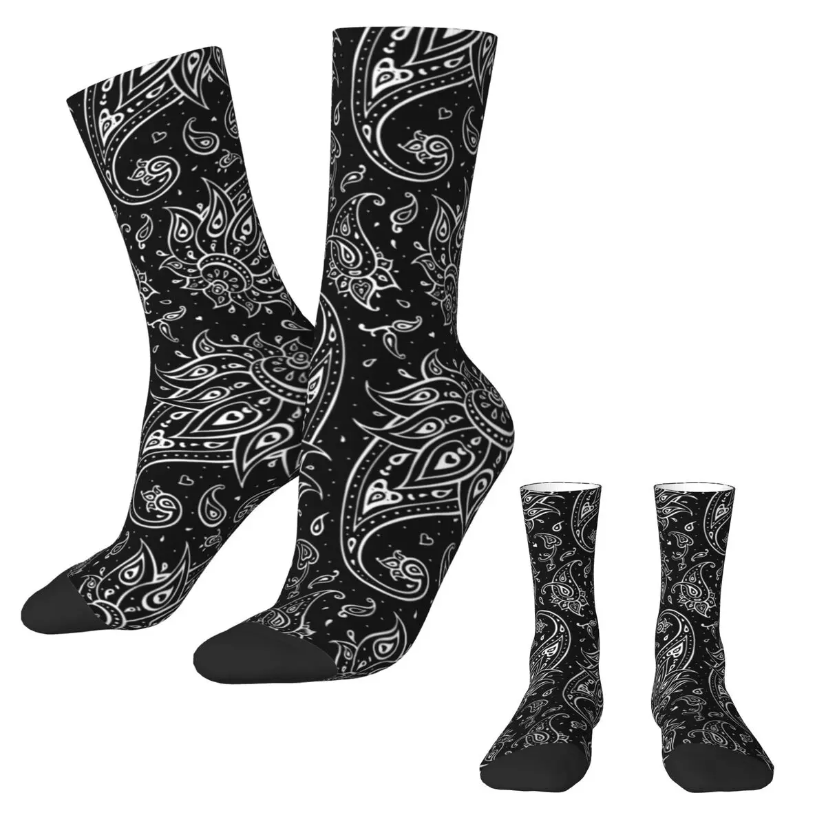 Baroque Floral Socks White Paisley Kawaii Stockings Autumn Non-Slip Unisex Socks Soft Custom Skateboard Socks