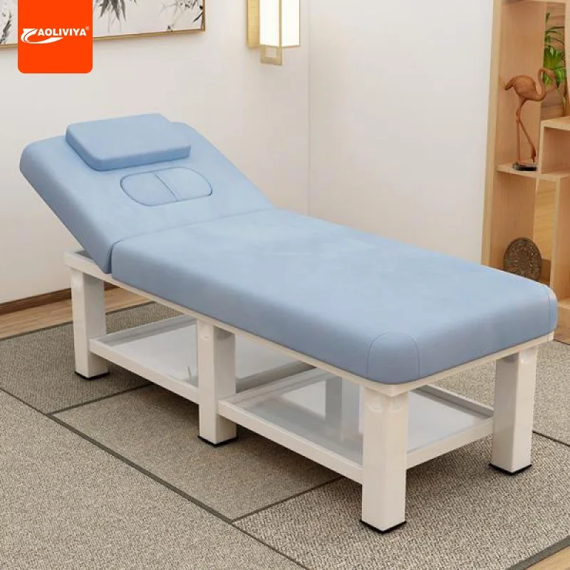 سرير تجميل AOLIVIYA، سرير تدليك خاص لصالون التجميل، سرير تدليك، سرير معالجة الكى المنزلي بنمط الفتحة Em