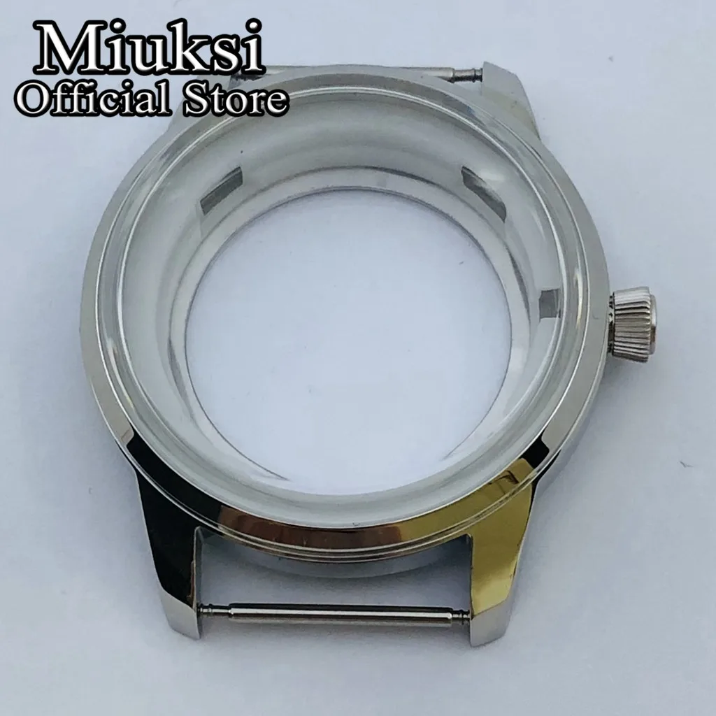 Miuksi 40mm silver watch case bubble dome glasss fit NH34 NH35 NH36 NH38 NH70 NH72 movement