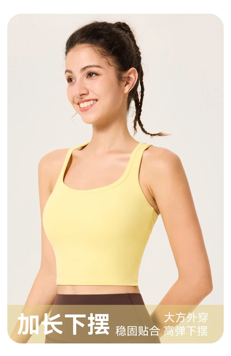Summer Mesh Sports Vest Top with Cross Cut Back Hollowed out Design Shock-Absorbing High-Strength Fitness Suit for Women