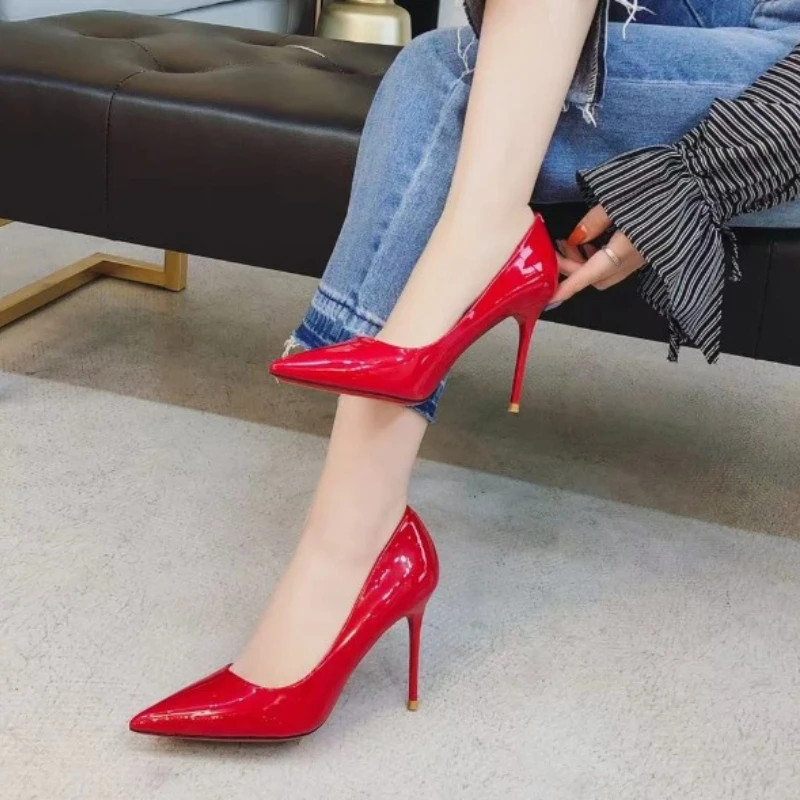 Female Shoes on Sale 2024 Spring Candy Colors Stylish Pointed Toe Women's Pumps Super High Heel 8CM or Above Ladies Dress Shoes