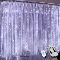 3M USB RGB Garland Cortina Festoon Luzes LED Fada Luz Ramadan Árvore de Natal Decoração do Quarto 2023 Decoração do Quarto Estética Controle Remoto Lâmpada de Parede Frete Gratuito