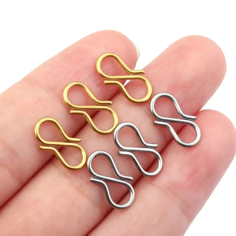 30pcs/Lot 7x13mm Chic Letter S Buckle Clasps DIY Necklace Gold Plated Stainless Steel Clasp Hooks Connectors for Jewelry Making