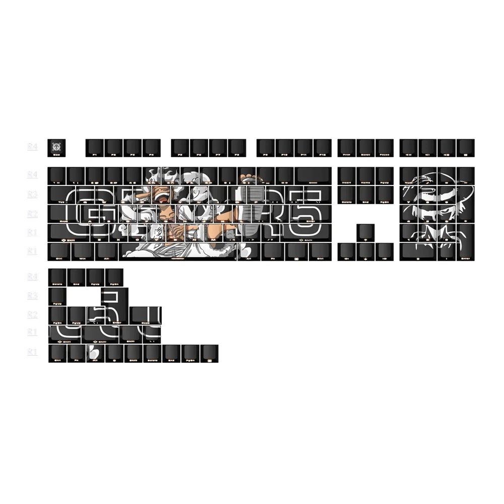 One Piece Keycaps Personalized Anime Side Engraved Translucent DYE-SUB Keycaps For Cherry MX Switch Wooting Mechanical Keyboard