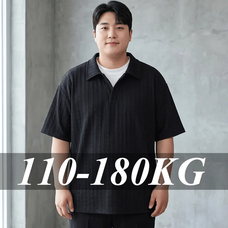 Übergrößen Herren Poloshirts Locker Sitzende Kurzarm-T-Shirts 1XL-7XL Lässige Mode T-Shirt Sommer-Oberteile Herrenbekleidung 110-180KG