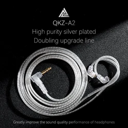 QKZ KZ A2 3.55MM Wired Earphones Cable Upgraded Silver Plated With Microphone Headphone Cables In Ear Monitor Original Headset