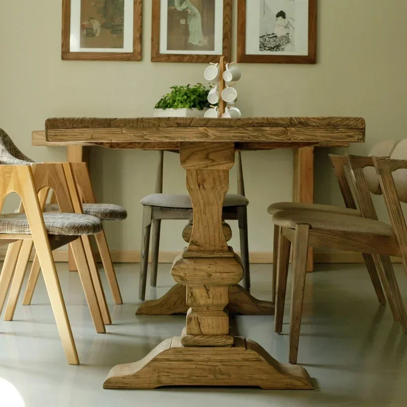 

Hot Sales Furniture Factory Heavy Reclaimed Wood Bespoke Furniture Restoration Dining Table Custom Stylish Modern Dining Table