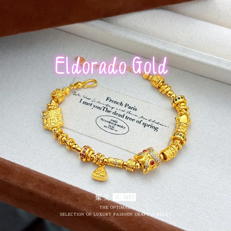 

Eldorado Gold Eldorado Gold luxury designer jewelry 9999 24K real gold new light design new Chinese style diy wake up lion runn