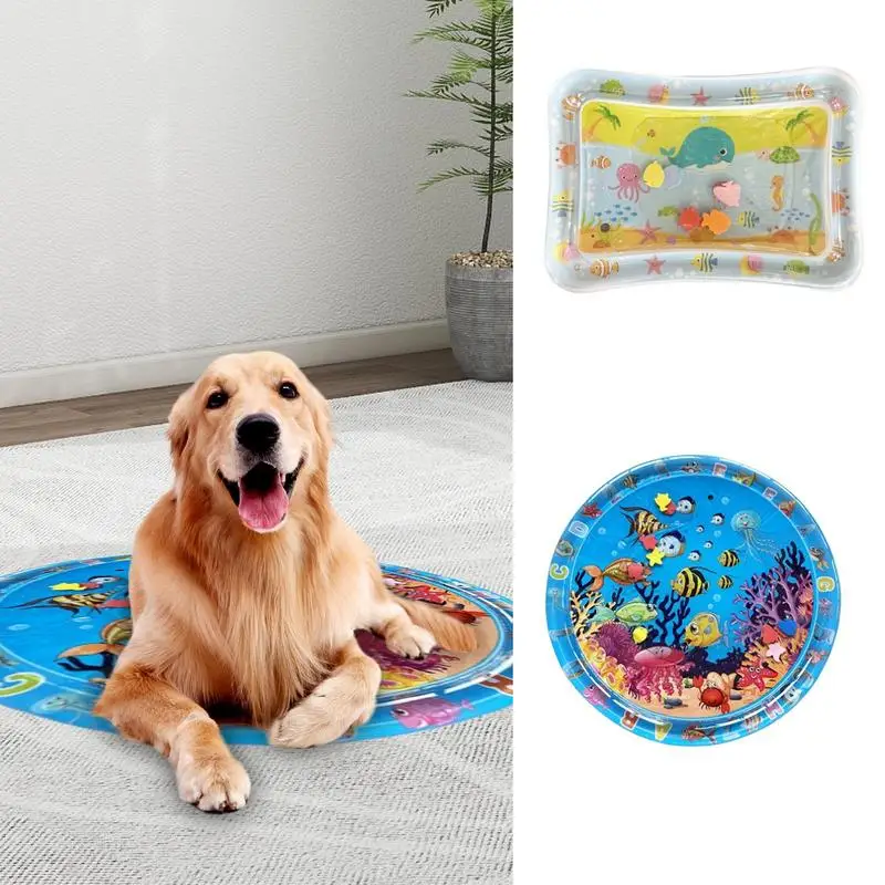 Sensory Water Mat Water Sensory Playmat For Pet Play Inflatable Water Mat For Cat And Dog & Non-Slip Water Sensory Pad Feel Cool