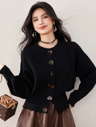 Autumn Winter Women Fashion Long Sleeve Sweater Loose Button Up Knitted Cardigans Vintage Long Sleeve Sweaters